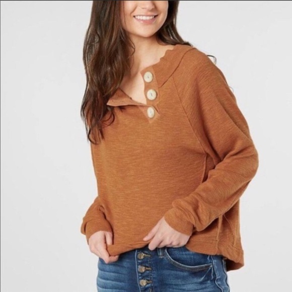 Free People Don’t Forget About Me Salmon Pink Pull over textured top - Picture 5 of 15